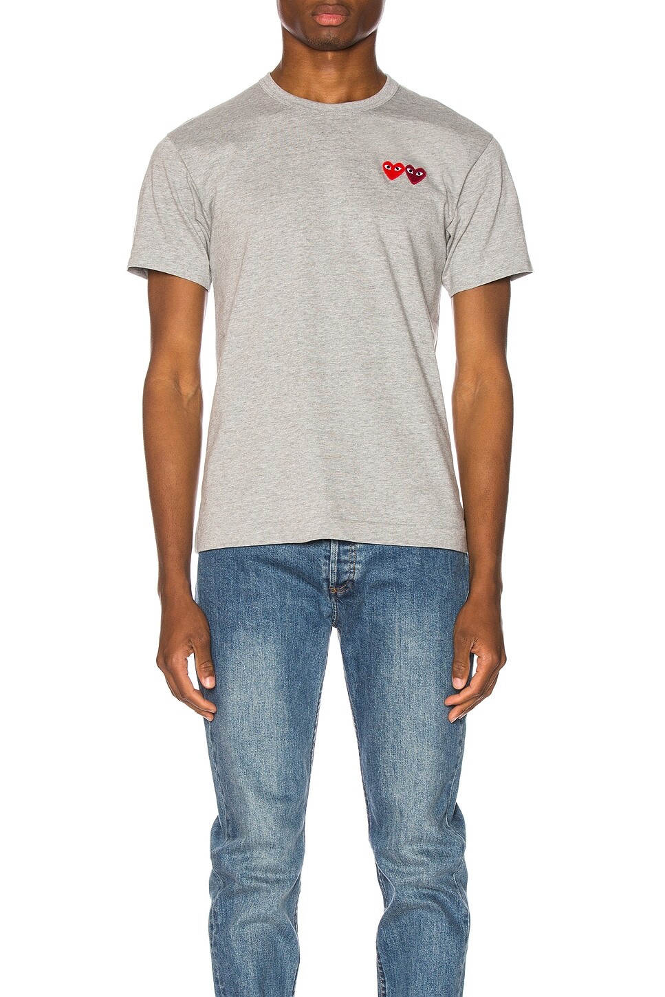 

Футболка с двойным сердцем Comme Des Garcons Play, серый