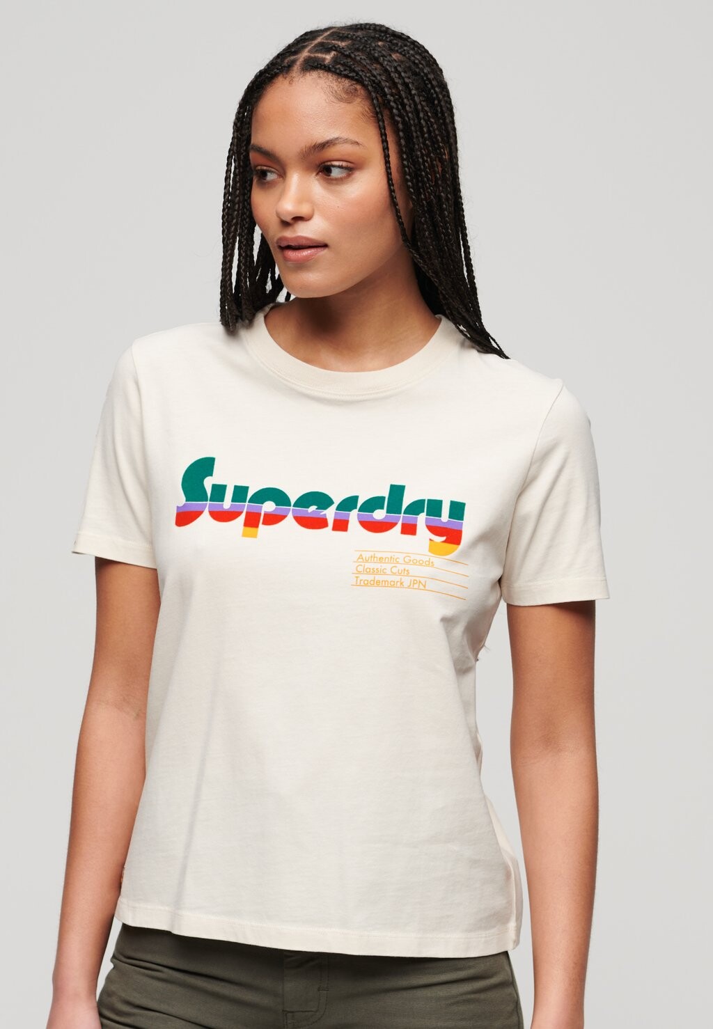 

Футболка с принтом RETRO FLOCK Superdry, крем