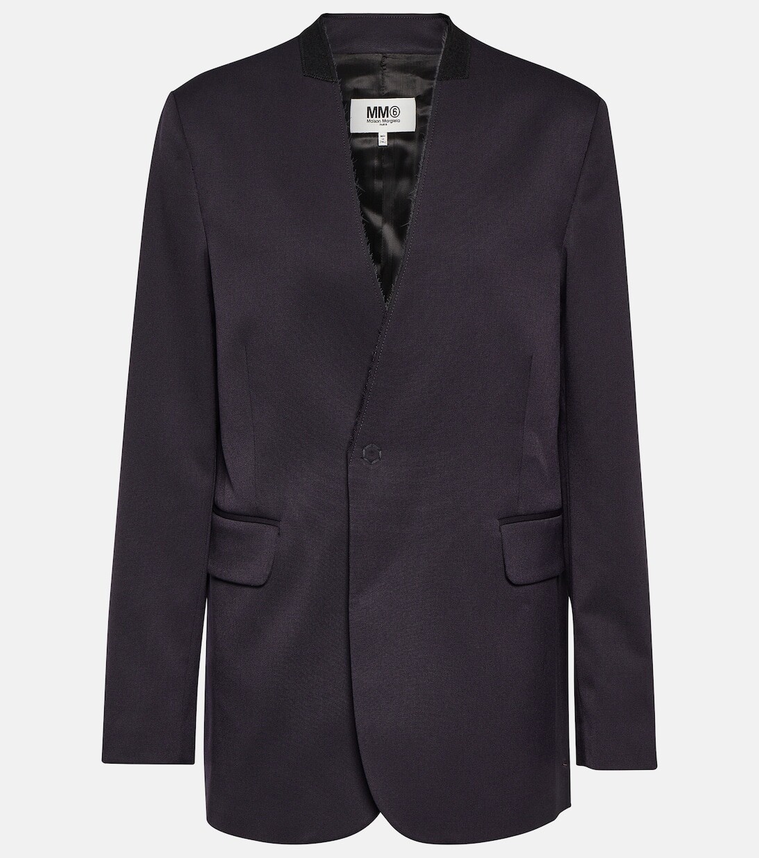 

Однобортный блейзер из смесовой шерсти MM6 MAISON MARGIELA, синий