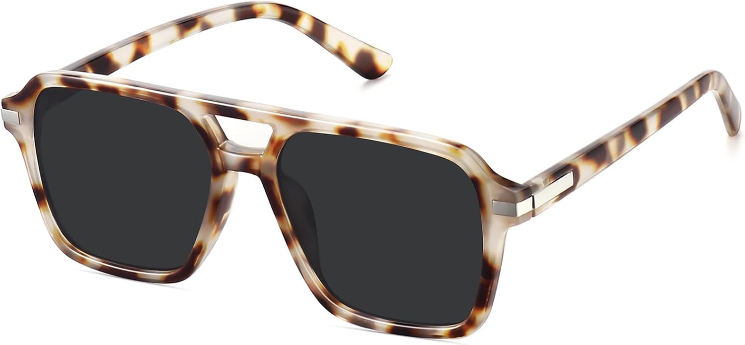 

Ретро-очки-авиаторы для женщин и мужчин, модные, классические, квадратные, в стиле 70-х, 80-х, 90-х, винтажные, с двойной перемычкой, модель FZN813 Fozono, Tortoise/ Gray