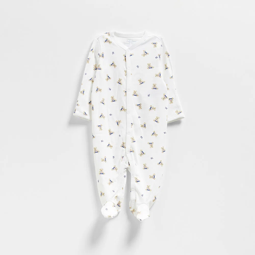 Детский хлопковый комбинезон Polo Bear белый от Polo Ralph Lauren Children