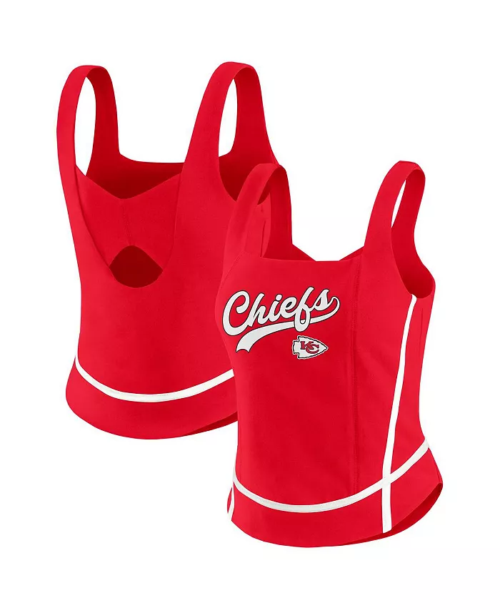 

Женская красная майка Kansas City Chiefs с квадратным вырезом WEAR by Erin Andrews