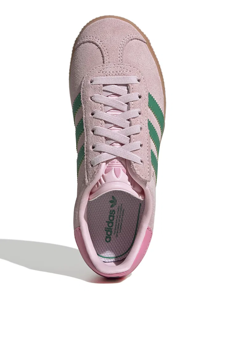 Кроссовки детские на эластичных шнурках, Gazelle, бежевые Adidas — фото 4