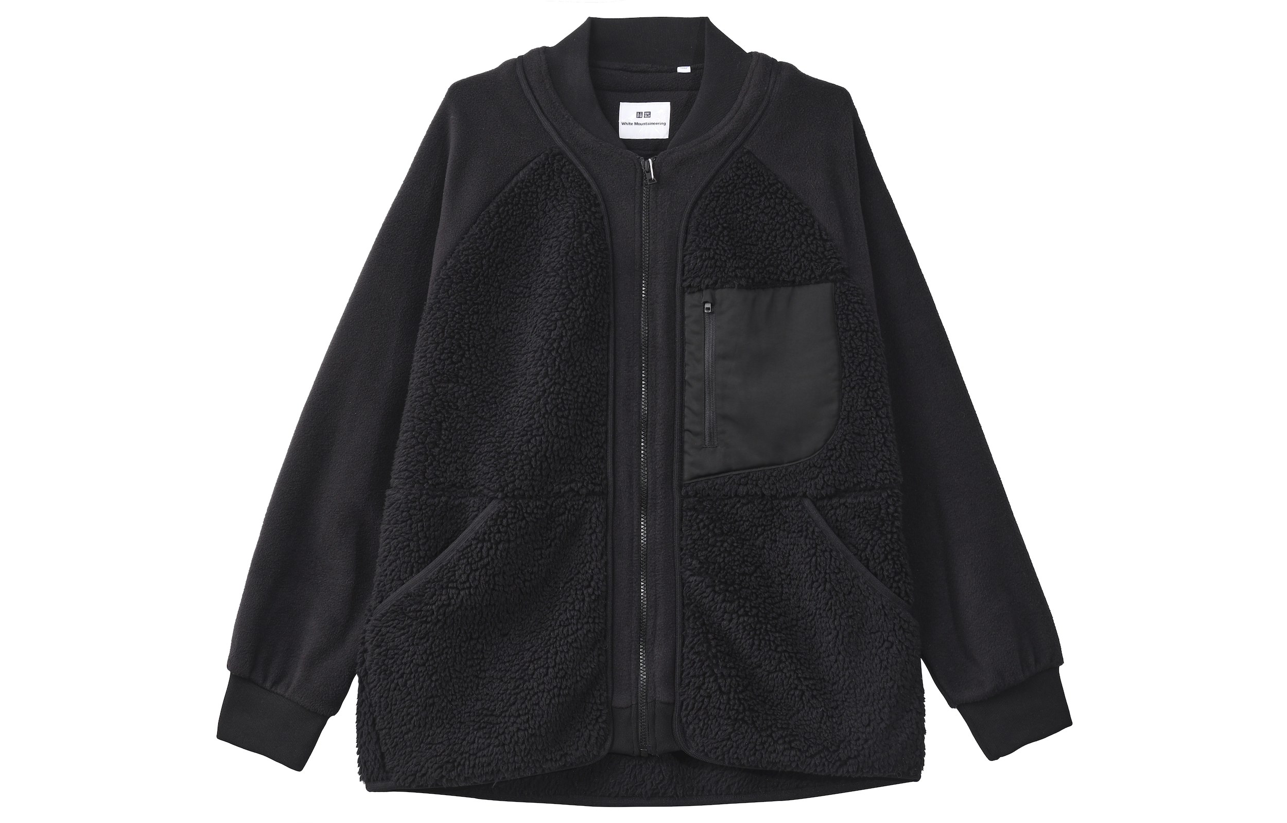 

UNIQLO Белая маунтинеринговская флисовая оверсайз толстовка, Black