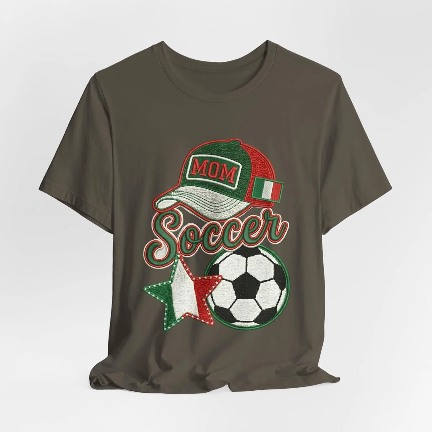 Футболка с принтом Mom Soccer Cap and Ball, Army — фото 3