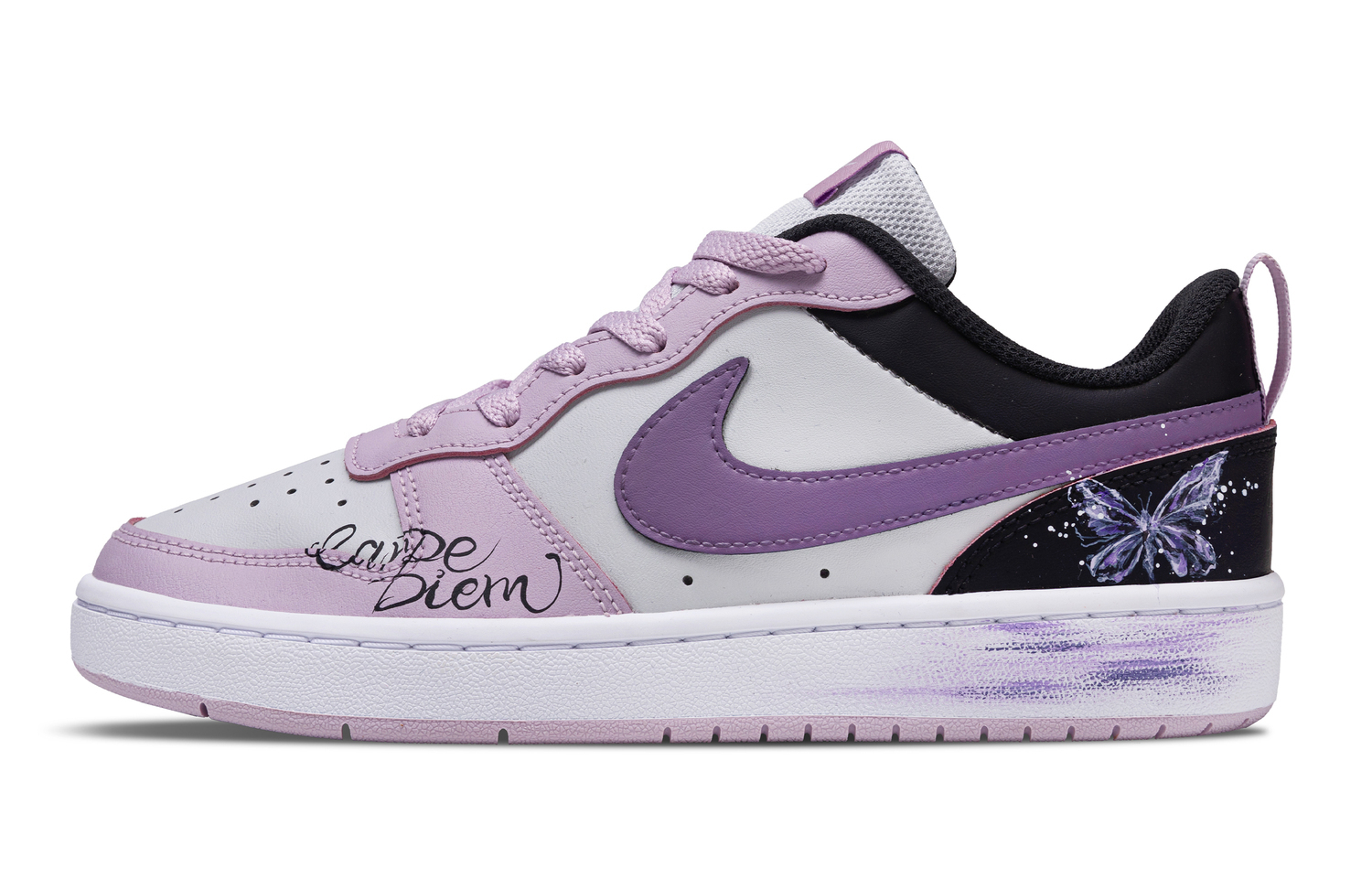 

Nike Court Borough устойчивые к истиранию поддерживающие низкие детские скейтбординг кроссовки Purple для подростков