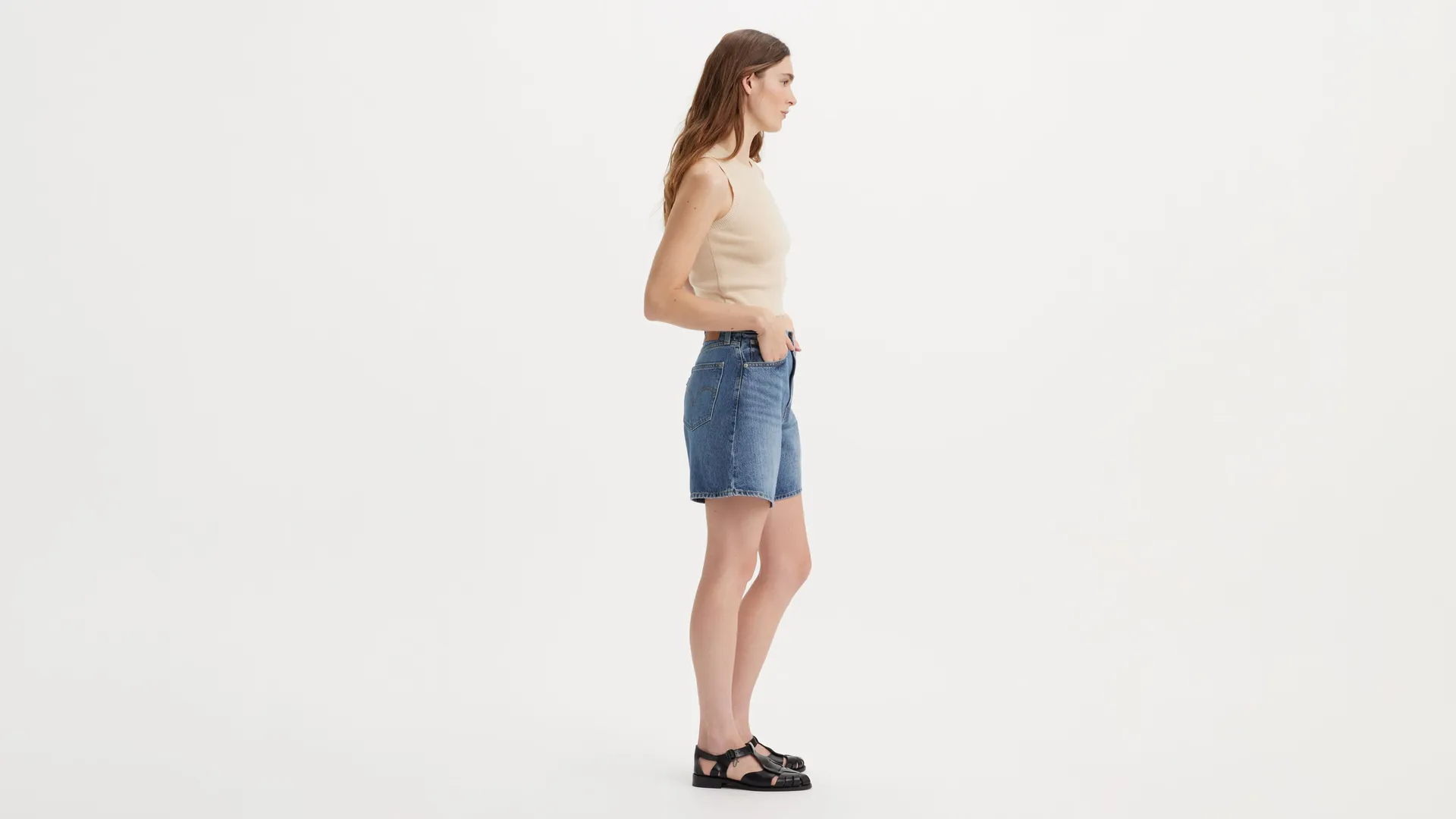 Мешковатые женские шорты с высокой посадкой Levi's, цвет Memory Short - Medium Wash — фото 4