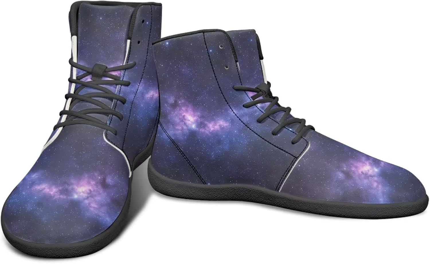 

Высокие минималистичные кроссовки для мужчин с рисунком «Звездное небо», с нулевым перепадом высоты подошвы, легкие, для бега и ходьбы Watdotory, Blue Purple Galaxy Design