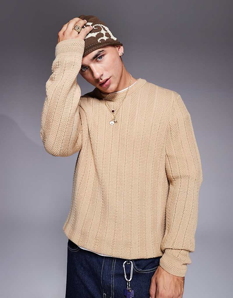

ASOS DESIGN – свитер каменно-бежевого цвета с контрастными полосками