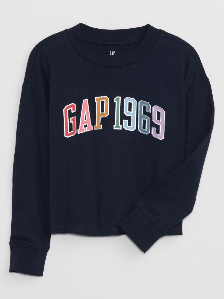 

Детская футболка с металлическим логотипом Gap, синий