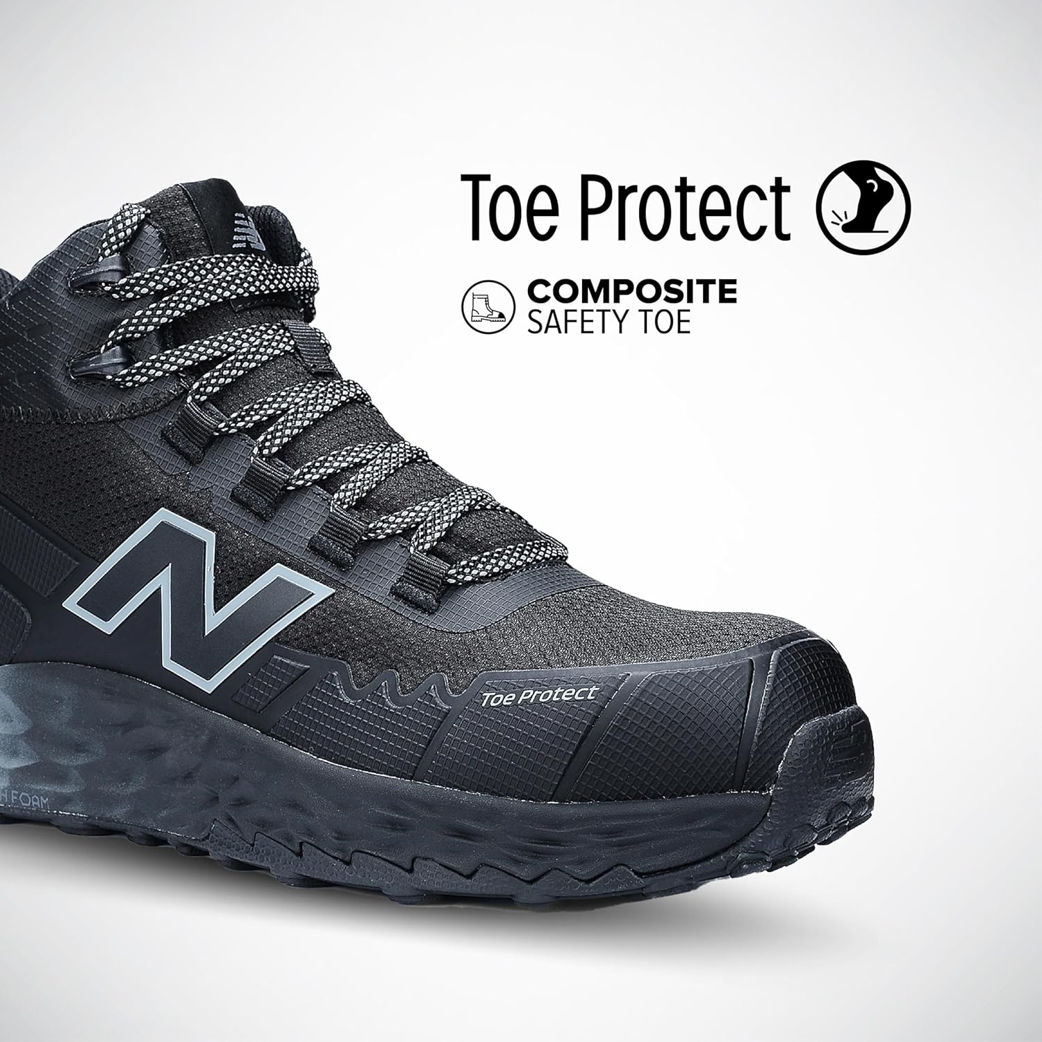 Мужские рабочие кроссовки New Balance Composite Toe Cremorne Fresh Foam, черный/серый — фото 2