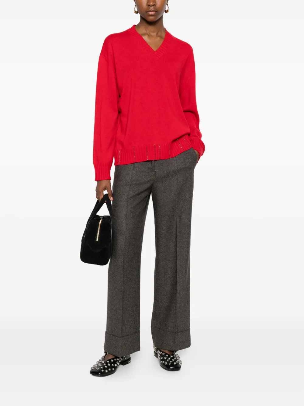 

Свитер с V-образным вырезом Fabiana Filippi, красный