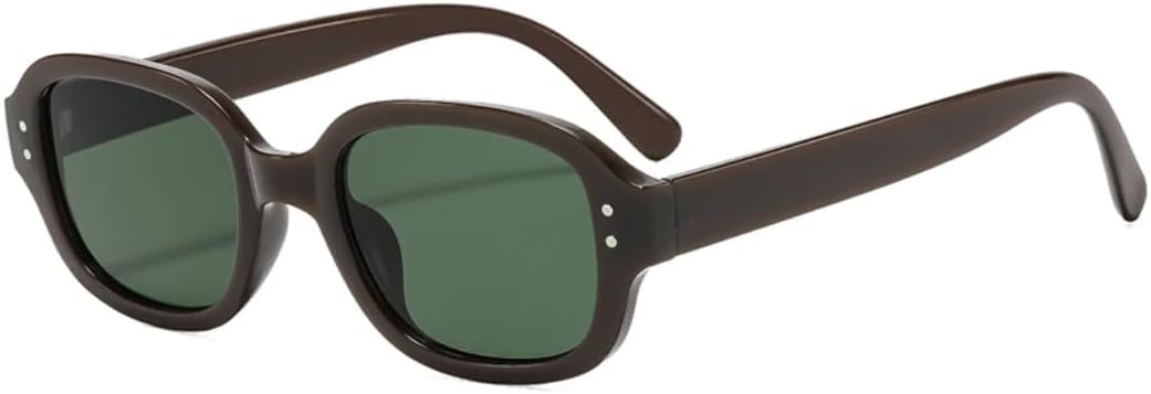 

Винтажные квадратные солнцезащитные очки с заклепками для женщин, модные очки конфетных цветов, защита от УФ-излучения UV400 для мужчин, прозрачная оправа TVTBBVV, Brown Dark Green