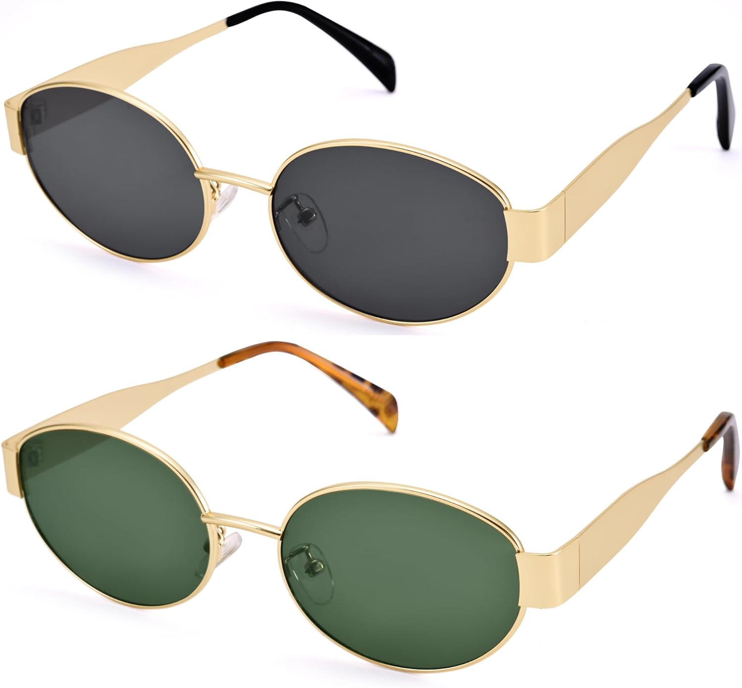 

Ретро овальные солнцезащитные очки для женщин и мужчин - модные золотые солнцезащитные очки - стильные очки в металлической оправе DIMENSIP, B3 Gold / Grey + Silver / Grey