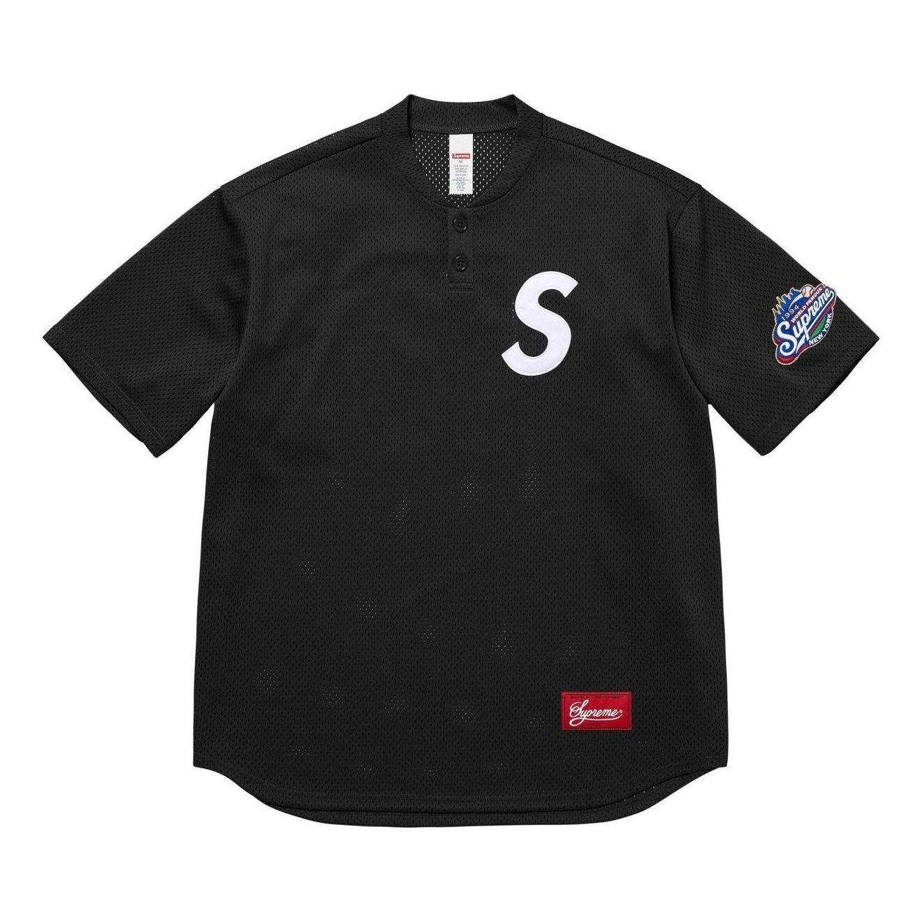 

Футболка-поло Supreme S Logo Baseball Henley 'Black'