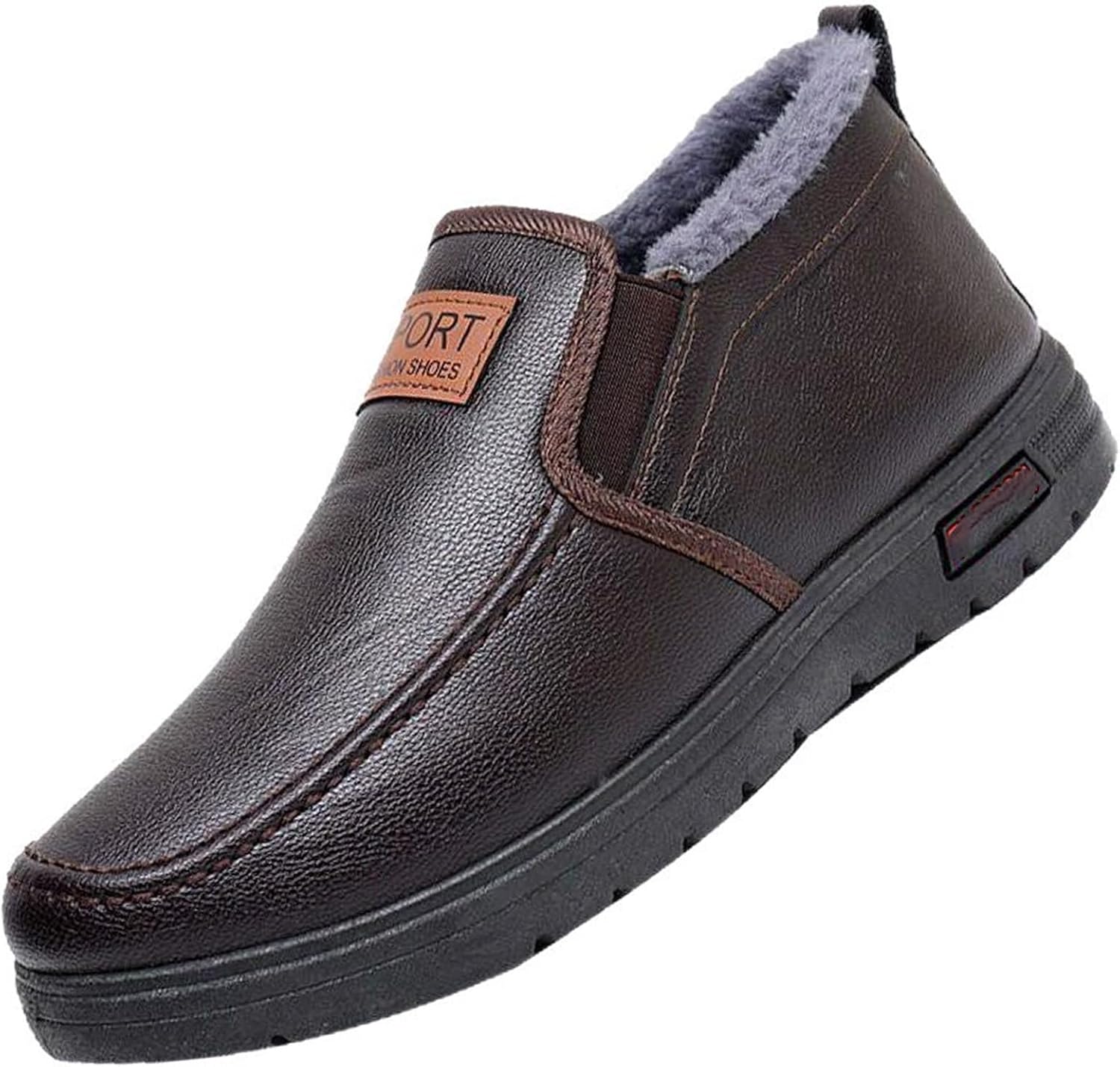 

Мужские зимние ботинки GHTRHSB с защитой от холода и утепленные бархатной подкладкой, водонепроницаемые, противоскользящие, с меховой подкладкой, кожаные слипоны для снега, Coffee