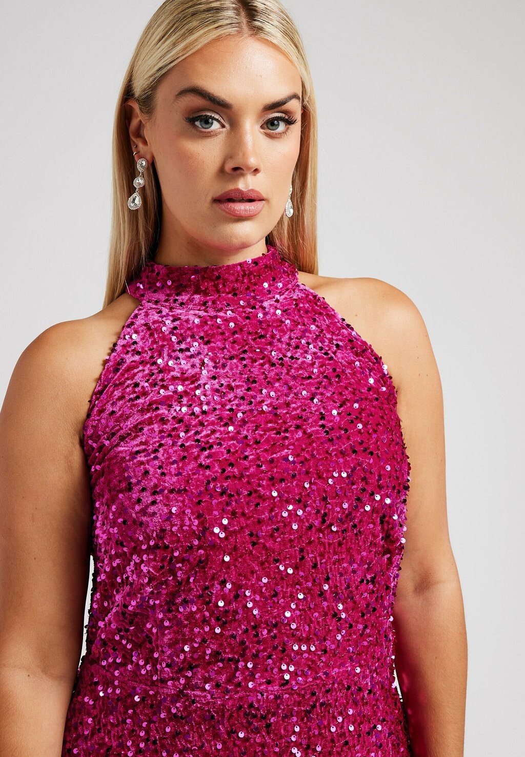 

Одежда для особых случаев SEQUIN HALTERNECK Yours Clothing, розовый