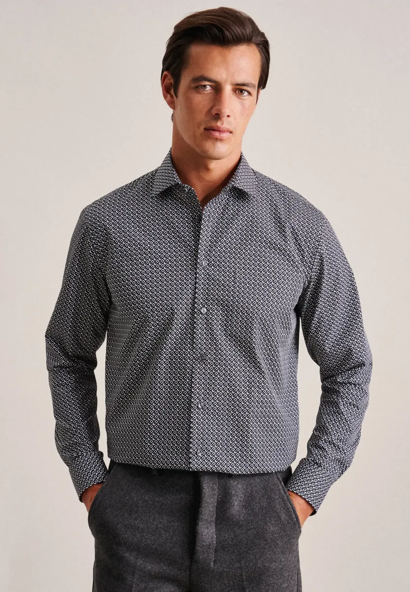 

Деловая рубашка seidensticker "Regular", стандартный длинный рукав, воротник Kent, принт, черный