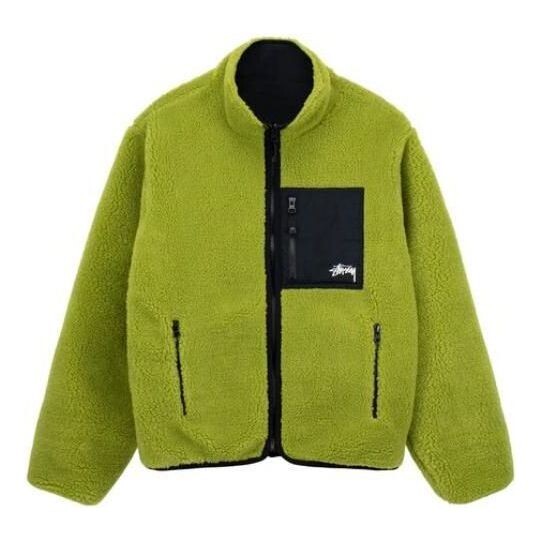 

Куртка reversible sherpa jacket 'green black' Stussy, зеленый