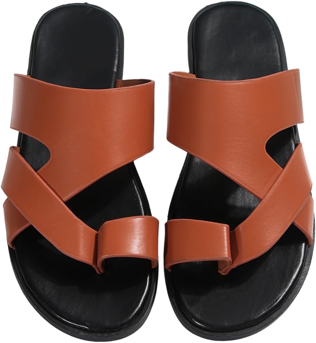 

Мужские кожаные сандалии Verdusa, повседневные шлепанцы, пляжные сандалии, летняя обувь, оранжевый