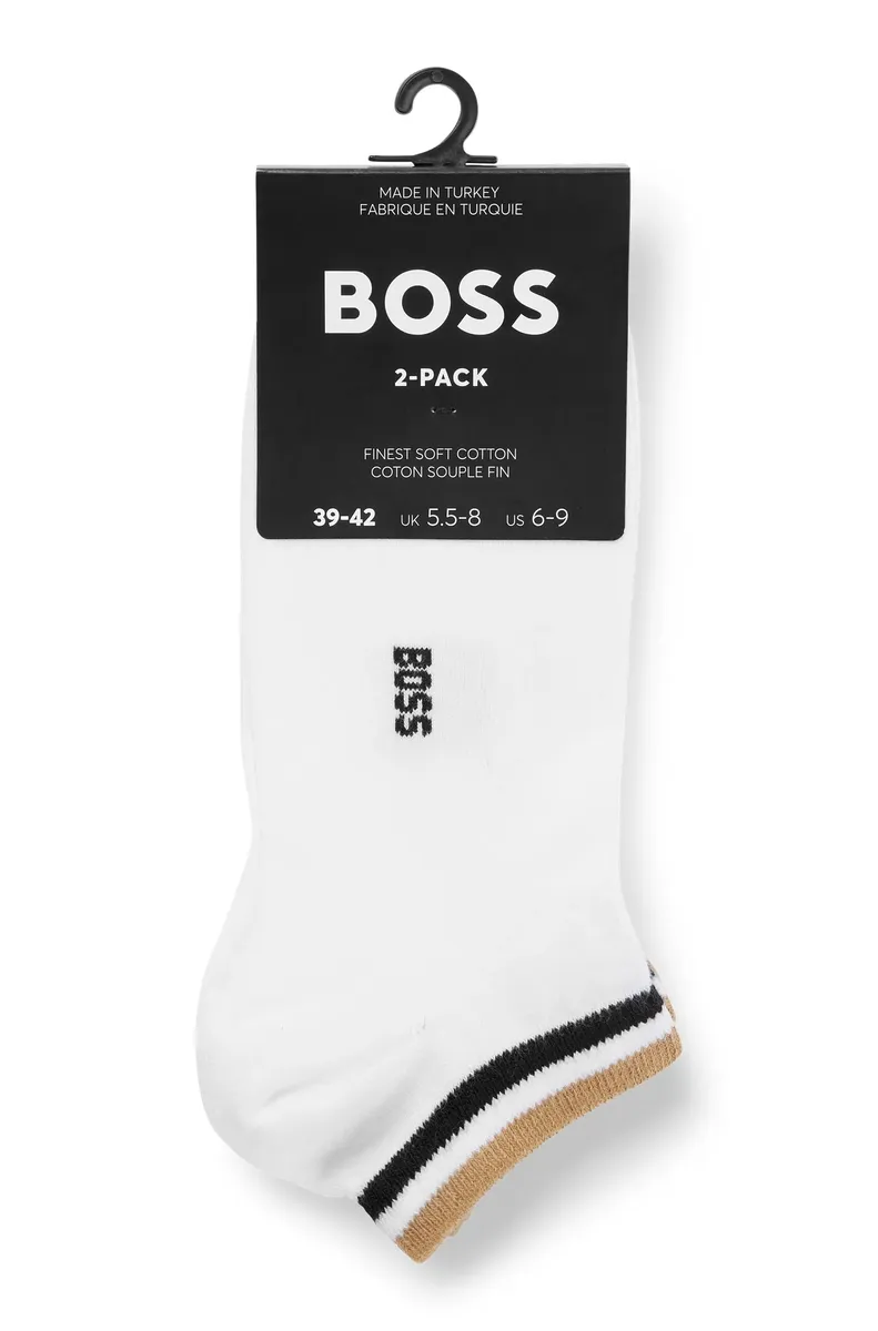 Носки-кроссовки BOSS "2P AS Unistripe CC" (2 шт. в упаковке), с полосатыми концами, белый — фото 2