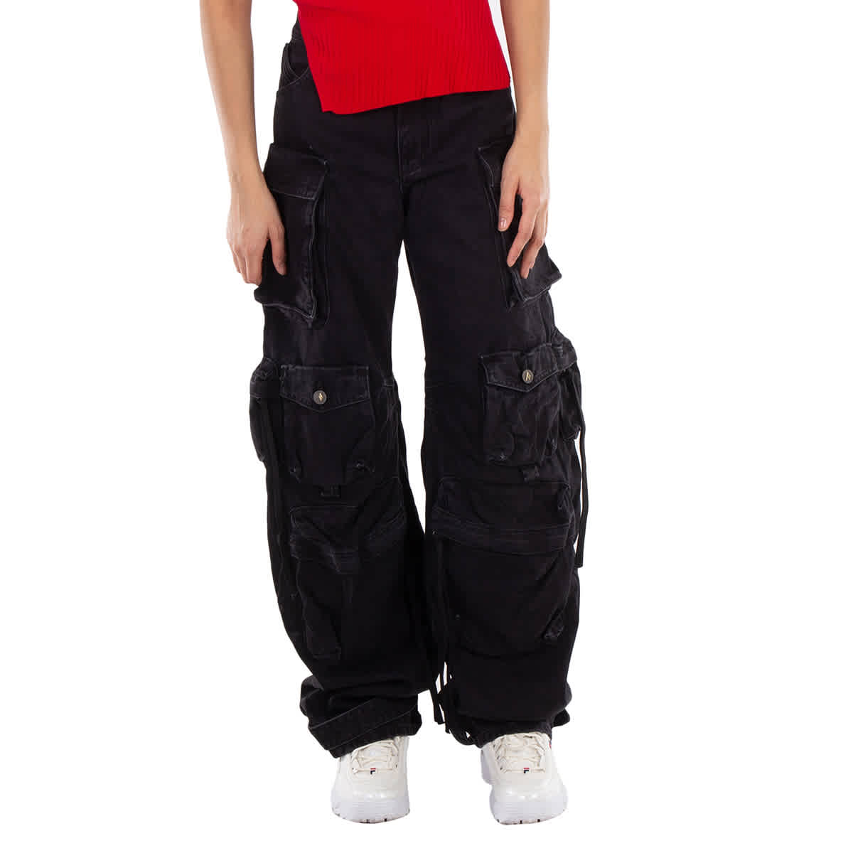 

Длинные джинсовые брюки The Attico, черный