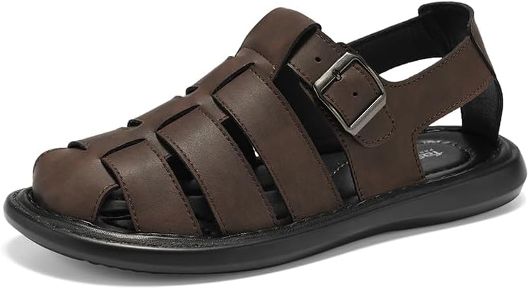 

Мужские походные сандалии с закрытым носком для улицы, водные сандалии, повседневные, легкие, летние, пляжные Luodenglang, коричневый
