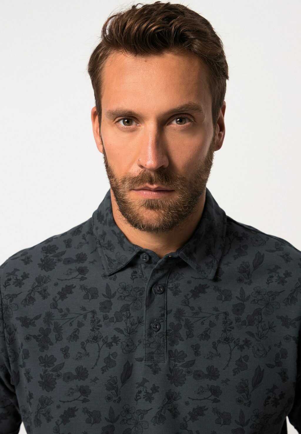 

Рубашка поло SHORT SLEEVE FLORAL PRINT JP1880, сине-серый