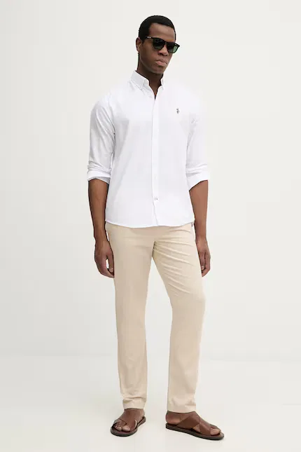 Рубашка хлопковая Peached Oxford U.S. Polo Assn., белый — фото 2