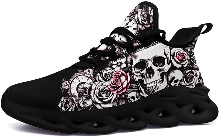 

Модные кроссовки с черепом для мужчин и женщин, с дерзкой элегантностью, готические легкие кроссовки из сетки EVA для ходьбы, тенниса и спорта Awsole, черный