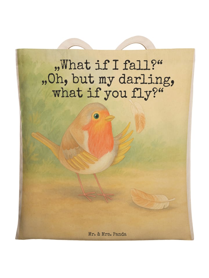 

Mr. & Mrs. Panda Сумка с рисунком в виде пера малиновки и надписью белого цвета