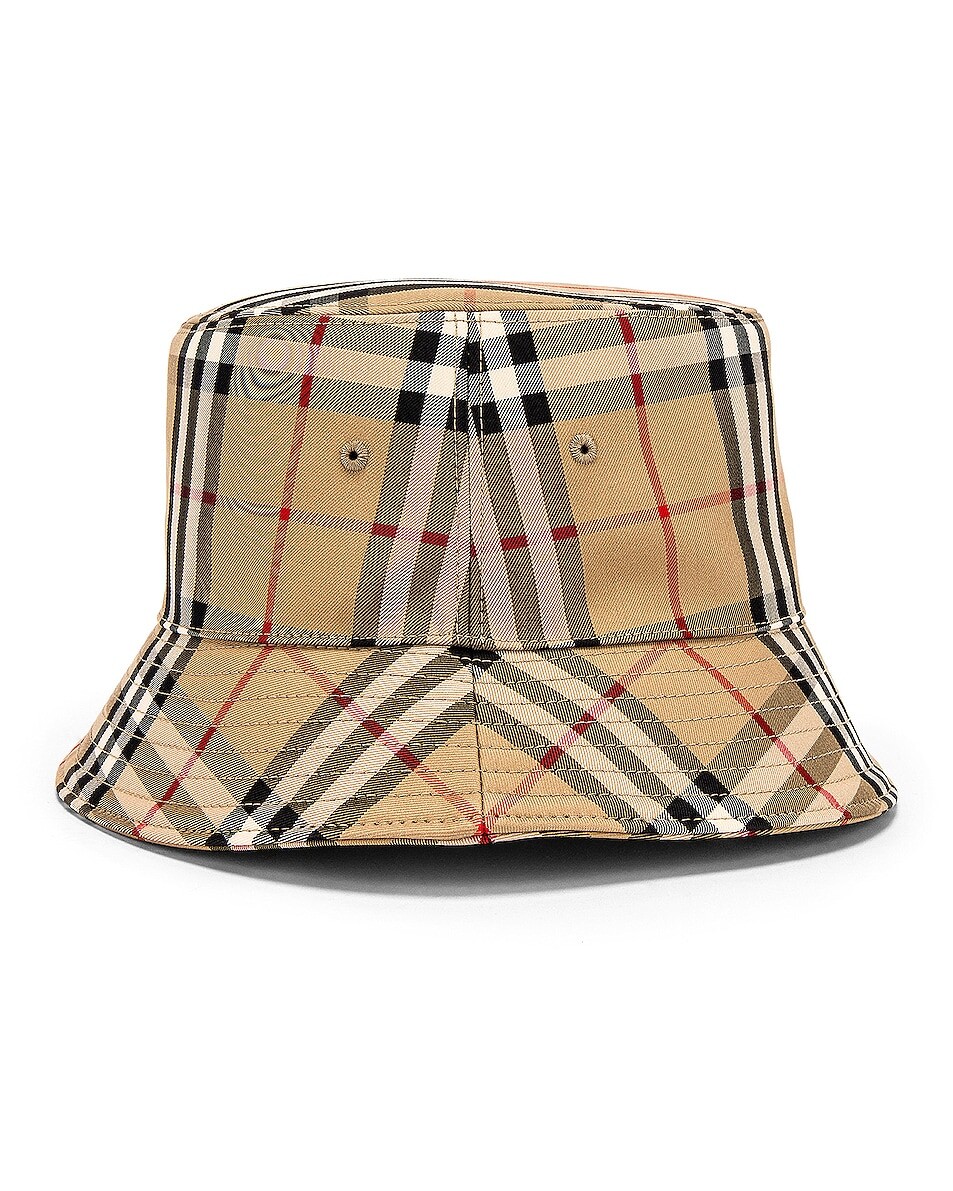 Шапка Burberry Heavy Cotton Check Bucket, цвет Archive Beige — фото 3
