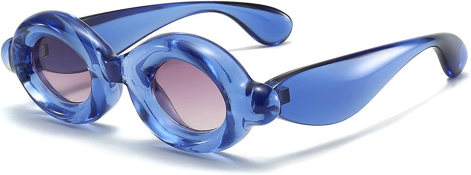 

COTIA 2025 Модные маленькие овальные солнцезащитные очки для женщин и мужчин. Уникальная толстая оправа, овальные линзы, конфетные цвета, милые солнцезащитные очки в стиле хип-хоп, Dark Blue