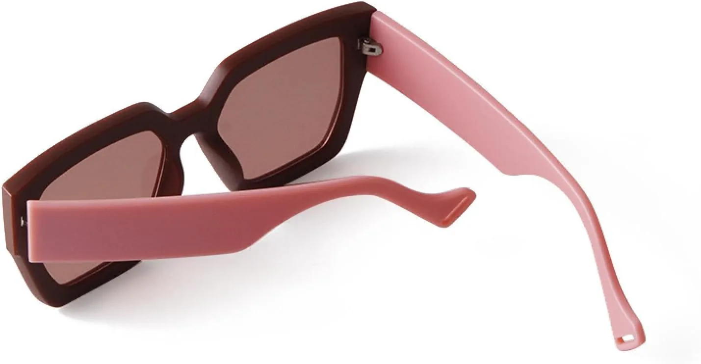 

Модные квадратные солнцезащитные очки для мужчин/женщин в стиле «кошачий глаз», винтажные, с защитой от УФ-излучения UV400, толстая оправа WNCKSQ, C5 Tea