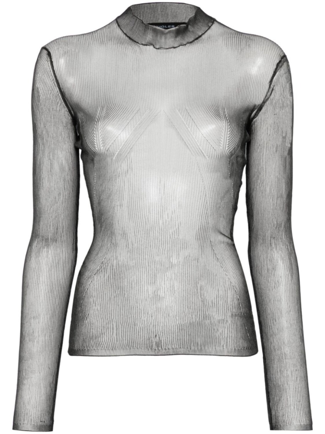 

Mugler прозрачная блузка с высоким воротником, черный