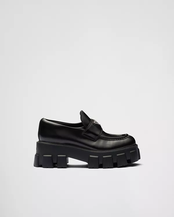 Женские лоферы «Монолит» из матовой кожи Prada, черный — фото 4