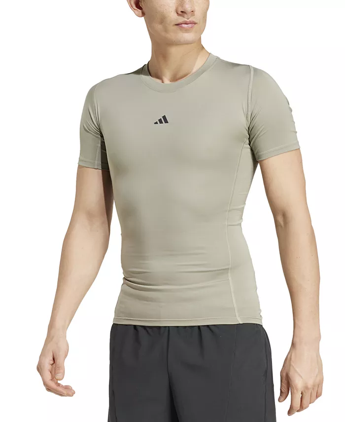 

Мужская облегающая футболка с круглым вырезом Tech-Fit Compression adidas, зеленый