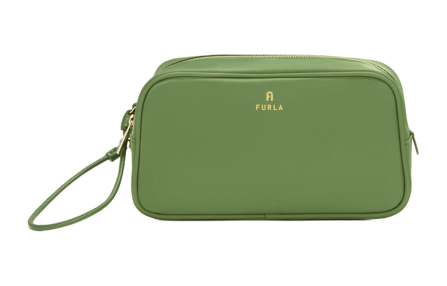 

Furla Нейлоновая косметичка клатч большая женская цвета плюща