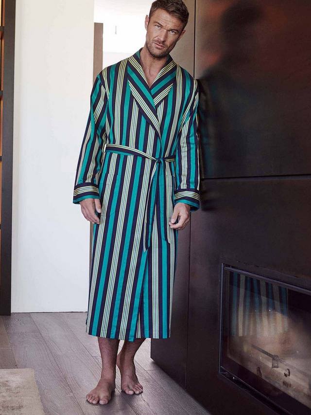 

Халат с регimental сатиновой полосой British Boxers, Navy/Jade