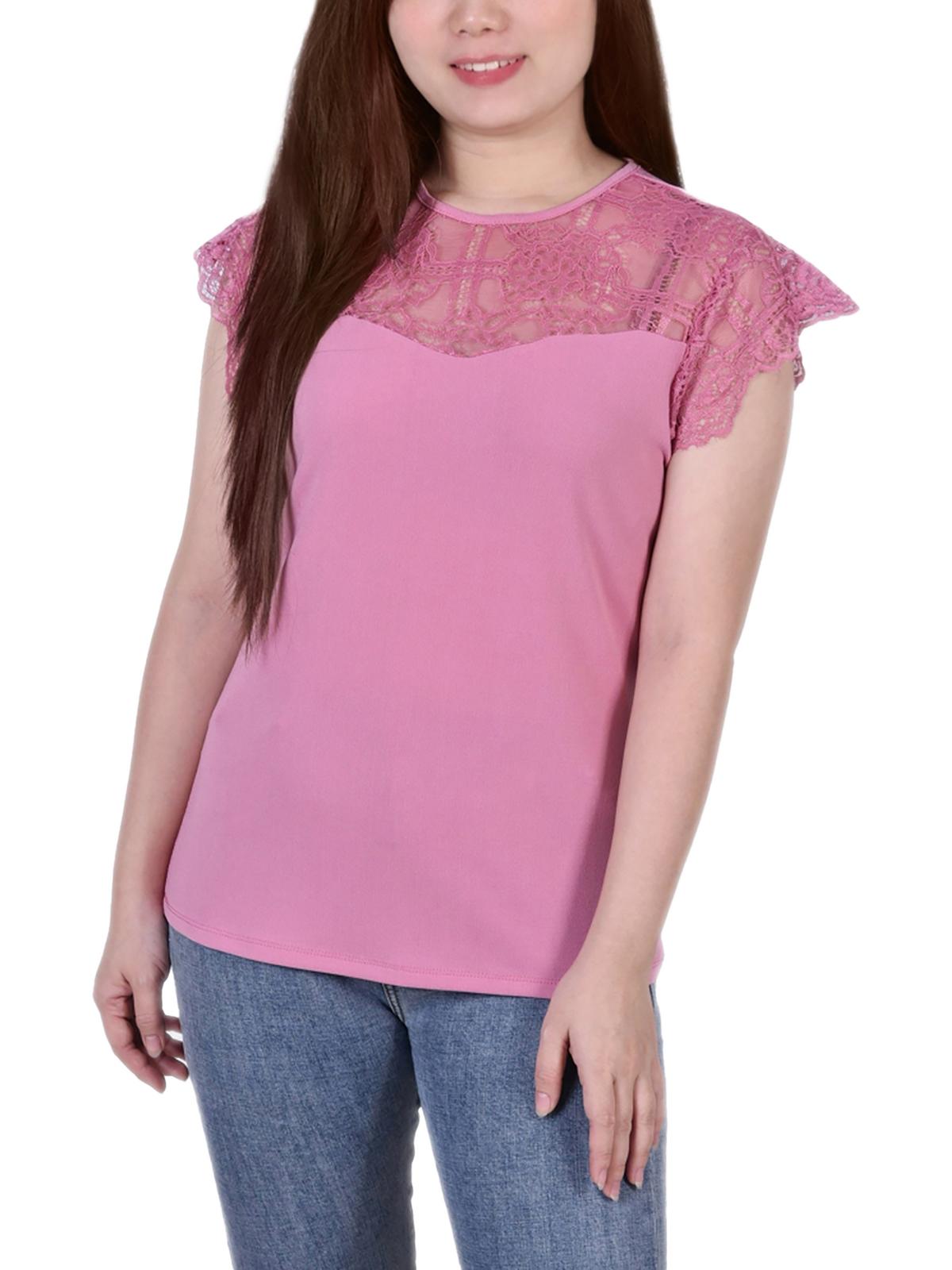 

Petites Женский пуловер с кружевной отделкой Топ NY Collection, цвет lilas
