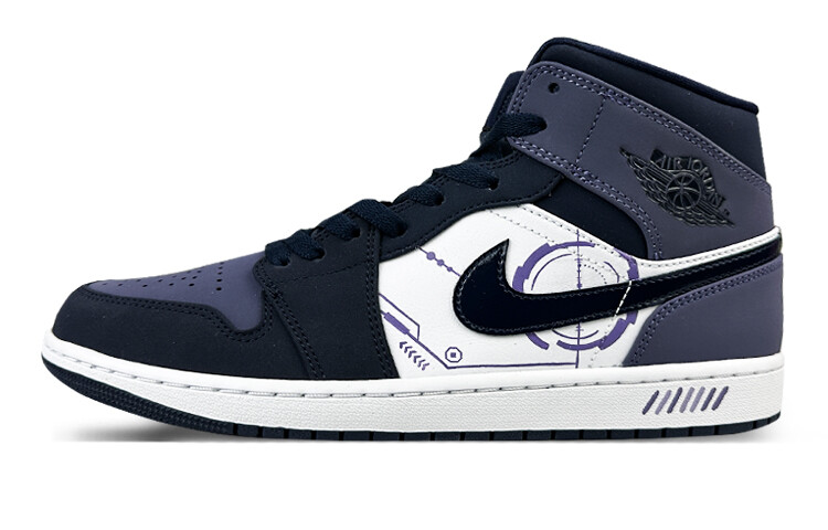 Кроссовки Air Jordan 1 Vintage Basketball Shoes Unisex Mid-top Purple, белый