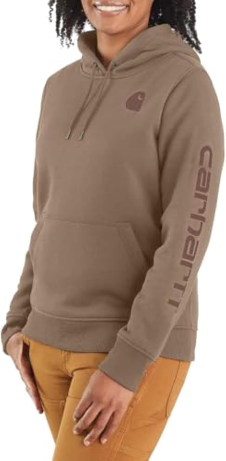 

Женская свободная толстовка Carhartt средней толщины с логотипом на рукавах, Flaxseed