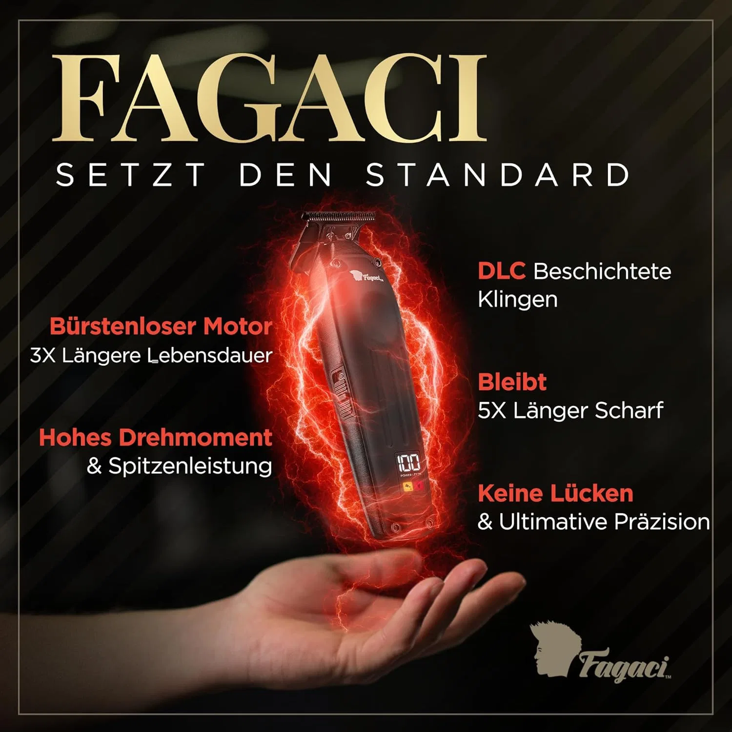 Профессиональный мужской триммер Fagaci Zero Gap 0 мм Fagaci, Black — фото 3