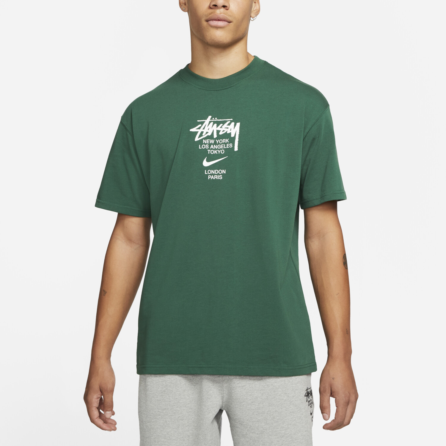 Футболка серии Nike X Nike Co-branded Series унисекс зеленая Stussy, зеленый — фото 3