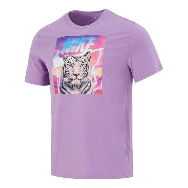 

Футболка Men's Nike TIGER Pattern Logo Athleisure Casual Sports Short Sleeve Purple T-Shirt, мультиколор