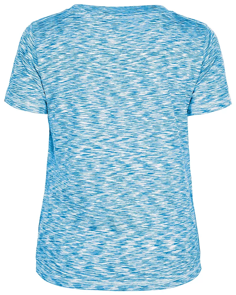 

Женская блестящая синяя футболка New Era Carolina Panthers Space-Dye