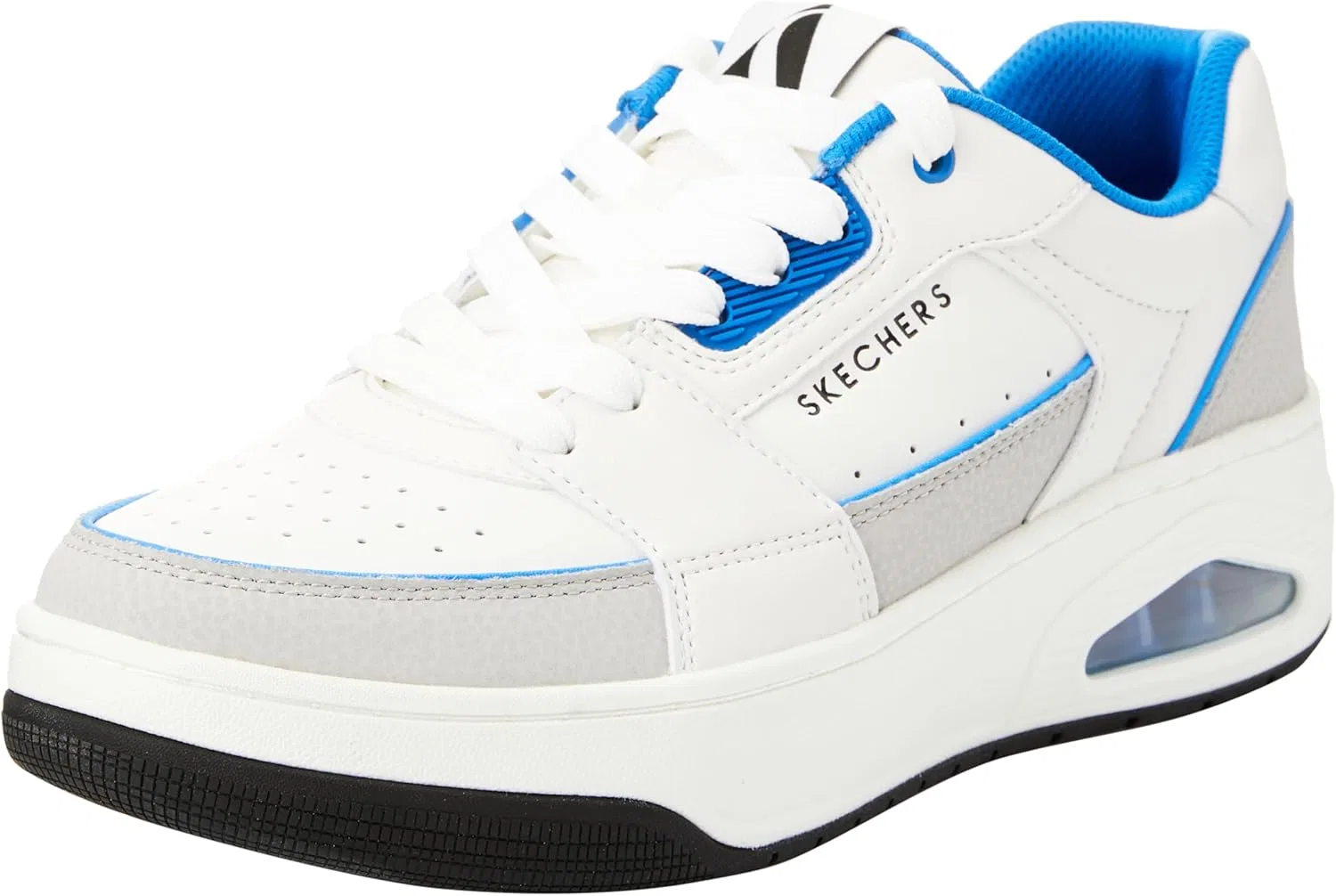 Мужские кроссовки Skechers UNO Court Trainers, White And Grey Leather Duraleather Blue M