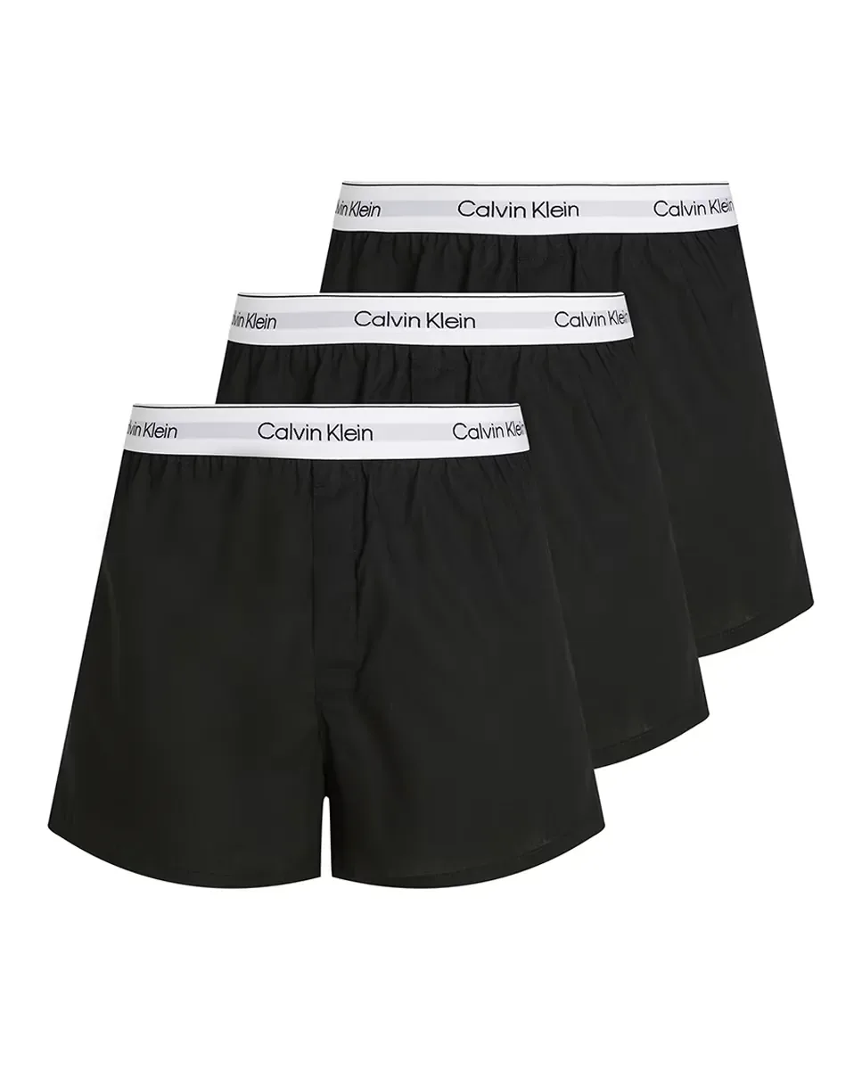 Набор из 3 свободных боксеров slim - Icon Cotton Stretch Calvin Klein, черный