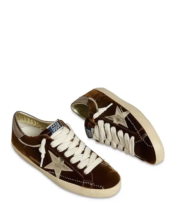 Суперзвездные бархатные кроссовки Golden Goose, Cognac — фото 2
