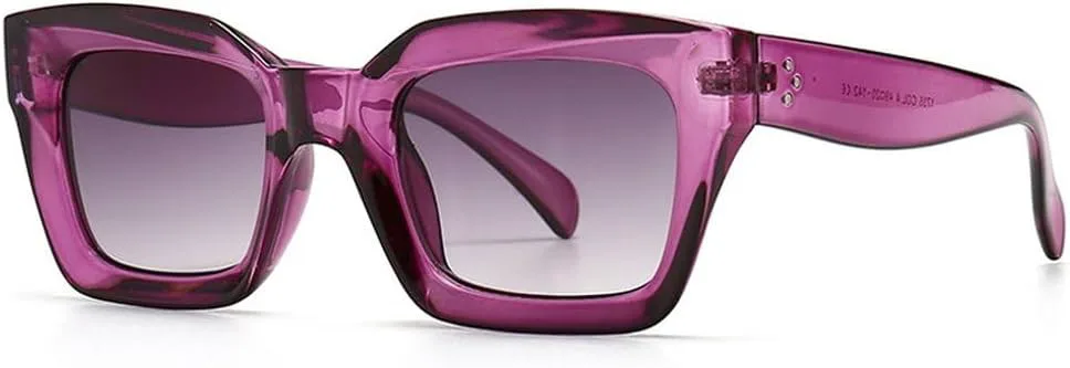 

Стильные разноцветные прямоугольные солнцезащитные очки для женщин и мужчин, винтажный дизайн, уникальные очки с плоской верхней частью GHVWYX, Clearpurple-gray